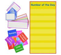 Math Pocket Chart - Board 15,71x31,69 per centro di formazione, di visualizzazione didattica riutilizzabile, organizzatore di attività in classe portatile | Riconoscimento dei numeri valore