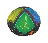 Math Quiz - Cuffia da doccia impermeabile a doppio strato, da donna, riutilizzabile, con fascia elastica, mantiene i capelli asciutti per la doccia e la cura della pelle