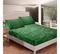 Math Theme Lenzuolo con angoli Matematica Formula Set Biancheria da Letto Per Bambini Ragazzi Ragazze Bambini Geometria Modello Numeri Set Lenzuola Verde Bianco Decor Letto King Size