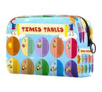 Math Times Tables - Trousse per cosmetici, a tema cielo, da donna, per articoli da toeletta da viaggio, grande, pratica borsa organizer con cerniera, Multi, 18.5x7.5x13cm/7.3x3x5.1in, Beauty case