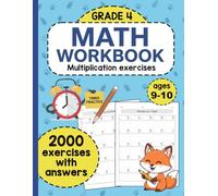 Math Workbook for Grade 4 - Multiplication: 2000 Exercises with Answers Covering Multi-Digit Multiplication | Math Practice Workbook for Kids Ages 9-10