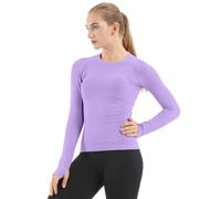 MathCat Top da Donna a Maniche Lunghe per Corsa, Yoga, con Fori per i Pollici, per Allenamento, Palestra, Magliette Termiche, Senza Cuciture, per Sport e Fitness, Viola_02, S