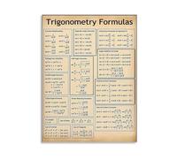 Mathematics Poster Vintage Trigonometry Formulas Science Classroom Canvas Wall Art Teacher Gift Idea(Framed,08x12inch(20x30cm))