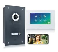 MATHFEL Videocitofono IP a 2 fili, telecamera a 170 gradi, stazione esterna in acciaio inox, risoluzione Full HD (monitor da 1 x 7" con Wi-Fi)