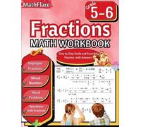 Mathflare Publishing Fractions Math Workbook 5th and 6th Grade (Tascabile)