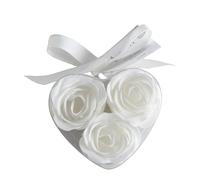 Mathilde M Scatola a cuore con 3 rose di sapone bianche - rosa