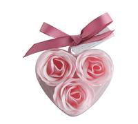 Mathilde M. Scatola Cuore di 3 rose di sapone rosa, fragranza rosa