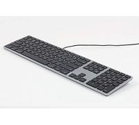 Matias FK318LB Tastiera USB per Apple Mac OS, layout QWERTY US, con tasti piatti reattivi e tastiera aggiuntiva - Grigio-Spazio