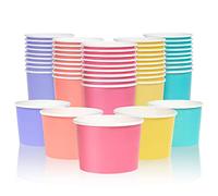 MATICAN Bicchieri di carta per gelato, confezione da 50 ciotole usa e getta da 255 ml, per dessert calde e fredde, 5 colori pastello