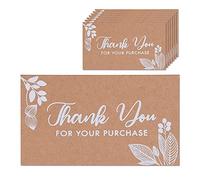 MATICAN Biglietti di ringraziamento per il tuo ordine, confezione da 100 biglietti di ringraziamento floreali in carta kraft, 5 x 8,9 cm, formato biglietto da visita