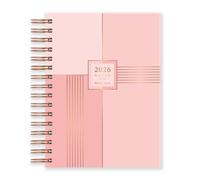 Matilda Myres Agenda 2026, formato A5, un giorno per pagina, da gennaio a dicembre, copertina rigida, rilegatura a spirale in oro rosa, agenda annuale, rimane piatta durante la scrittura, rosa