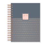 Matilda Myres Agenda 2026, formato A5, visualizzazione settimanale, da gennaio a dicembre, copertina rigida, rilegatura a spirale, planner annuale, rimane piatto durante la scrittura, grigio