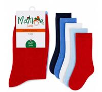MATILDE KIDS Calze Bambino e Bambina in Cotone 5 Paia Tinta Unita (Blu Multi, 31/34)