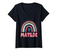 Matilde Nome Personalizzato Donna Mito Leggenda Rosa Festa di Compleanno Maglietta con Collo a V