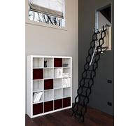 Matisère Scala Retrattile a Parete in Acciaio da 0.29m a 0.39m di Larghezza, Lunghezza Aggiustabile da 2.45m a 3.00m, Portata Massima 260kg, Colore Nero