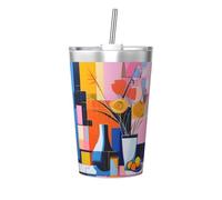 Matisse Style Abstract Paintings Printed Travel Thermos - Borraccia portatile per mantenere caldo e freddo, tazza da viaggio per ufficio e sport in auto