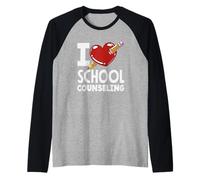 Matita a Forma di Cuore con Scritta «I Love School Counseling» Maglia con Maniche Raglan