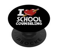 Matita a forma di cuore con scritta «I Love School Counseling» PopSockets PopGrip Adesivo