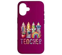 Matita arcobaleno apprezzamento insegnante. Carino ritorno a scuola Custodia per iPhone 16