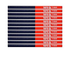 Matita Carpentiere Rossa e Blu Yato, Matite Da Legno per Carpentieri, Set 12 pezzi Matite Rosse e Blu, Per Marcatura e scrittura sul Legno. Matita da Falegname di alta qualità.