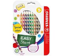 Stabilo EASYcolors - Matita colorata Ergonomica - per Mancini - Astuccio da 12 + temperino - Colori assortiti (con Oro & Argento)