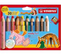 Matita colorata Multi-Funzione - STABILO woody 3 in 1 - 30 Years Edition - Astuccio da 10 - con Temperino