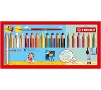 Matita colorata Multi-Funzione - STABILO woody 3 in 1 Astuccio da 18 - con Temperino e Pennello - Colori Pastello assortiti