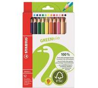 Matita colorata triangolare Ecosostenibile - STABILO GREENtrio - Astuccio da 12 - Colori assortiti