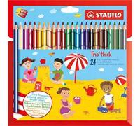 Matita colorata triangolare - STABILO Trio thick - Astuccio da 24 + temperino - Colori assortiti