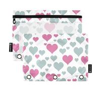 Matita d'amore verde viola con finestra trasparente astuccio grande e resistente cartella a 3 fori per forniture scolastiche da ufficio, cosmetici, multicolore, 2 pezzi