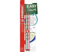 Matita Ergonomica triangolare - STABILO EASYgraph per Destrimani in Verde e Rosa Pastel - Pack da 2 - Gradazione HB