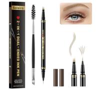 Matita impermeabile per sopracciglia con penna Microblading a 4 punte e pennello a doppia estremità, per sopracciglia di aspetto naturale, di lunga durata, bionda