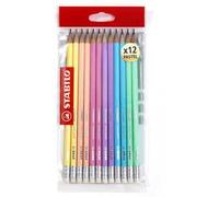 Matita in grafite - STABILO Swano pastel - Eco Pack da 12 - Colori assortiti