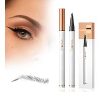 Matita magica per sopracciglia con applicatore a pettine a 4 denti, effetto microblading 3D, tratto fine, a lunga tenuta, resistente all’acqua, grigio