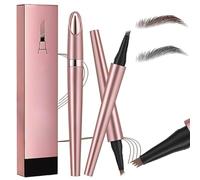 Matita magica per sopracciglia effetto 3D, per microblading, idrorepellente, tratto preciso per un risultato naturale, dotata di 4 punte (grigio + marrone scuro)