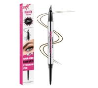 Matita per microblading 2 in 1 con punta a 2 forcelle e pennello - matita di precisione impermeabile con due estremità per un tratto naturale e simile a quello dei capelli, tenuta tutto il giorno