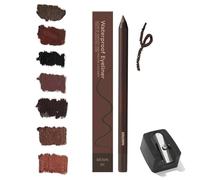Matita per Occhi Temperabile Eyeliner Impermeabile 24 Ore, Eyeliner Cioccolato e Prugna for Donne Mature, 2025 Scorrevoli Temperabili con Temperino, Senza Sbavature - Facile da Colorare(Marrone)