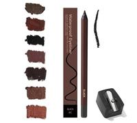 Matita per Occhi Temperabile Eyeliner Impermeabile 24 Ore, Eyeliner Cioccolato e Prugna for Donne Mature, 2025 Scorrevoli Temperabili con Temperino, Senza Sbavature - Facile da Colorare(Nero)
