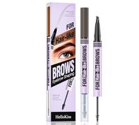 Matita per sopracciglia 2 in 1, punta ultra precisa, 4 micro-denti, effetto microblading 3D, naturale, tenuta impermeabile 24 ore (marrone scuro 03)