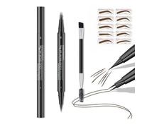 Matita per sopracciglia a doppia punta, impermeabile, con pettine a 2 punte e pennello preciso, punta resistente al sudore e alle sbavature, finitura naturale, dura tutto il giorno (marrone scuro)