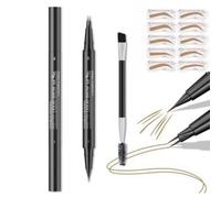 Matita per sopracciglia a doppia punta, impermeabile, con pettine a 2 punte e pennello preciso, punta resistente al sudore e alle sbavature, finitura naturale, dura tutto il giorno (marrone chiaro)