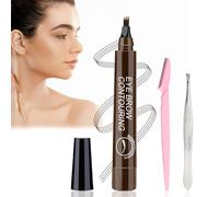 Matita per sopracciglia, effetto microblading, resistente all'acqua e al sudore, garantisce un look rilassato e naturale, adatto per ogni occasione, perfetto per tutto il giorno