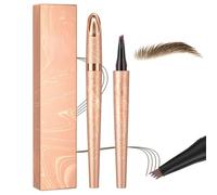 Matita per sopracciglia impermeabile, 3D Microblading Eye Brow Pencil con 4 punte a forchetta, applicatore marrone scuro, crea sopracciglia dall'aspetto naturale (marrone scuro)