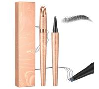 Matita per sopracciglia impermeabile, 3D Microblading, matita per sopracciglia Eye Brow Pencil con 4 punte a forchetta, applicatore, marrone scuro, crea sopracciglia dall'aspetto naturale senza sforzo