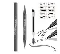 Matita per sopracciglia impermeabile a doppia punta con pettine a 2 punte e pennello preciso, punta resistente al sudore e alle sbavature, finitura naturale, dura tutto il giorno (nero)