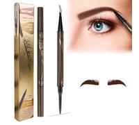 Matita per sopracciglia, impermeabile, per sopracciglia, 3D, per microblading, 2 in 1, Magic Natural Eyebrow Pencil con 4 punte a forchetta (marrone scuro)