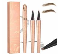 Matita per sopracciglia Microblading, matita per sopracciglia impermeabile a 4 punte, trucco per sopracciglia Premium Natural Magic (marrone chiaro+marrone scuro)