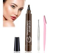 Matita per sopracciglia resistente all'acqua e al sudore, effetto microblading per un look senza sforzo e naturale, un contorno perfetto per le sopracciglia e un look completo per ogni occasione