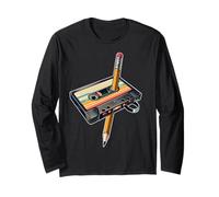 Matita Riavvolgimento Cassette Old School Music Lovers Party 80s 90s Maglia a Manica