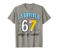 Matita Scolastica I Survived 67 Days, Divertente Meme per Bambini del Centesimo Giorno Maglietta
